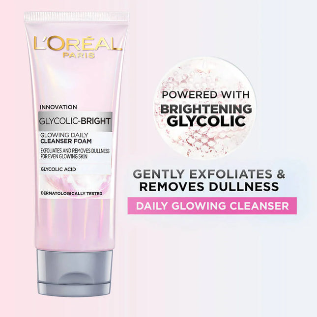 L'Oreal Glycolic Bright Glowing Daily Cleanser Foam 100ml