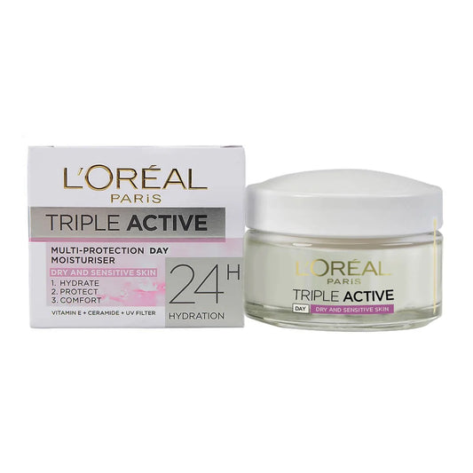 L'Oreal Triple Active Multi Protection Moisturiser Day Dry To Sensitive Skin 50ml