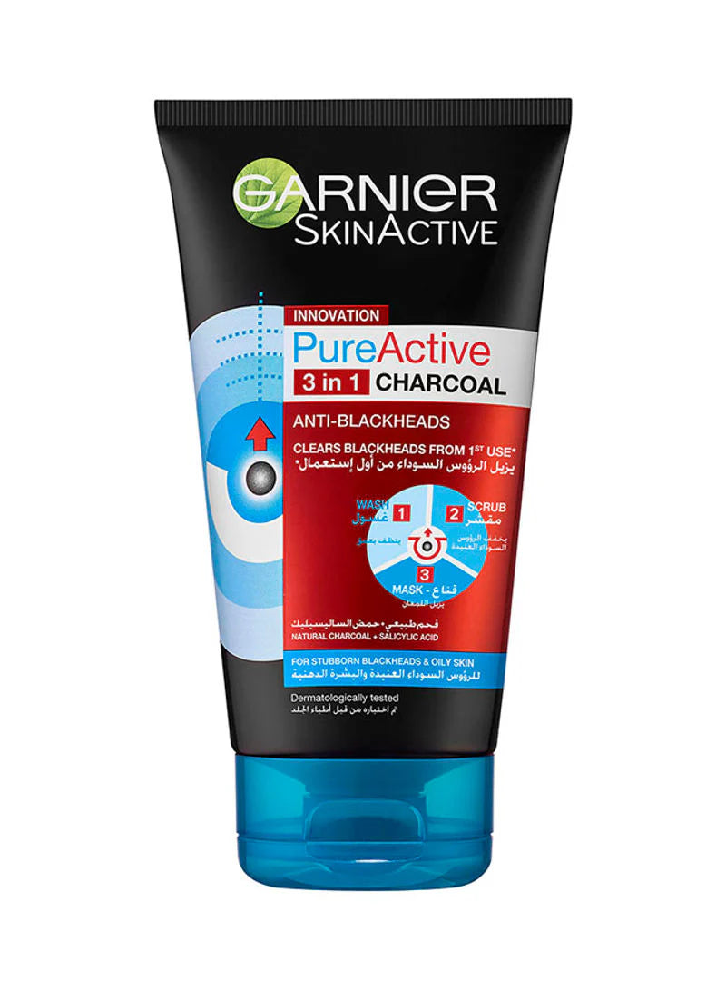 Garnier SkinActive Pure Active Intensive Charcoal 3-In-1 Wash 150ml