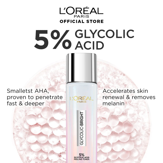 L'Oreal 5% Glycolic Acid Peeling Toner For Instant Glowing Skin 128ML