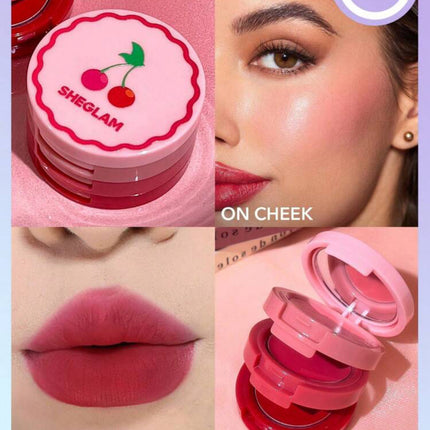 SHEGLAM Very Cherry Cheek & Lip Cream Stack