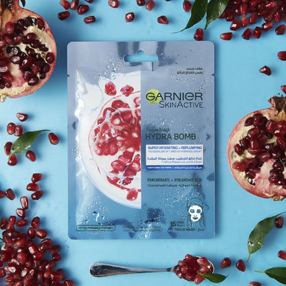 Garnier Hydra Bomb Pomegranate Super-Hydrating & Replumping Tissue Mask For Dehydrated Skin