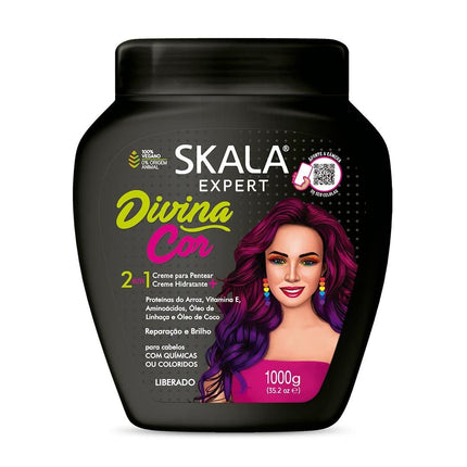 Skala Expert Divina Cor 2-in-1 Leave-In & Hydrating Cream with Rice Protein, Vitamin E & Coconut Oil deeply hydrates, repairs, & enhances shine