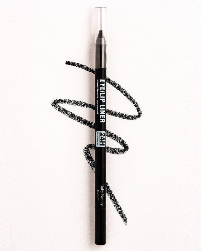 Ruby Beauty 2-in-1 Eye & Lip Liner – Waterproof Black Pencil