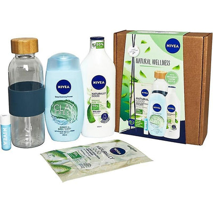 Nivea Natural Wellness Gift Set With Water Bottle 5 Pieces
